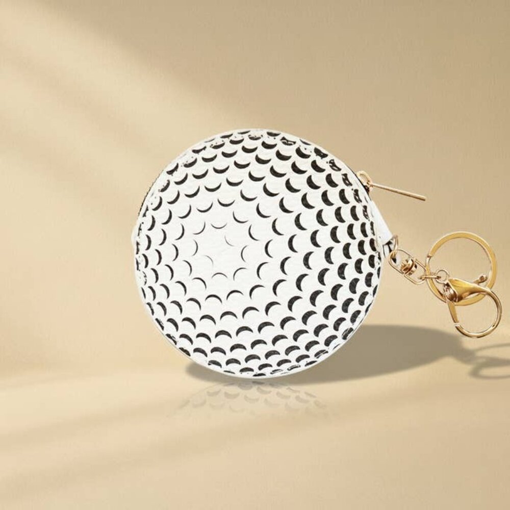Golf Ball Keychain Bag Charm - Sports Coin Purse Zip Pouch